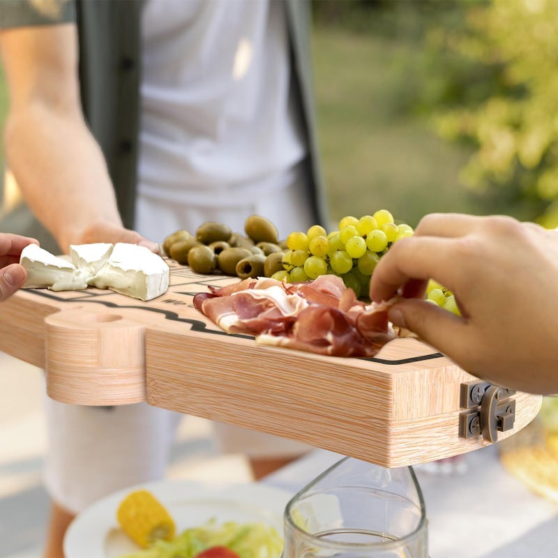 Haigoo Foldable Bamboo Charcuterie Board Set - Unique Cheese Cutting Board Gift Set for Mom, Dad, Couple or House Warming - Image 5