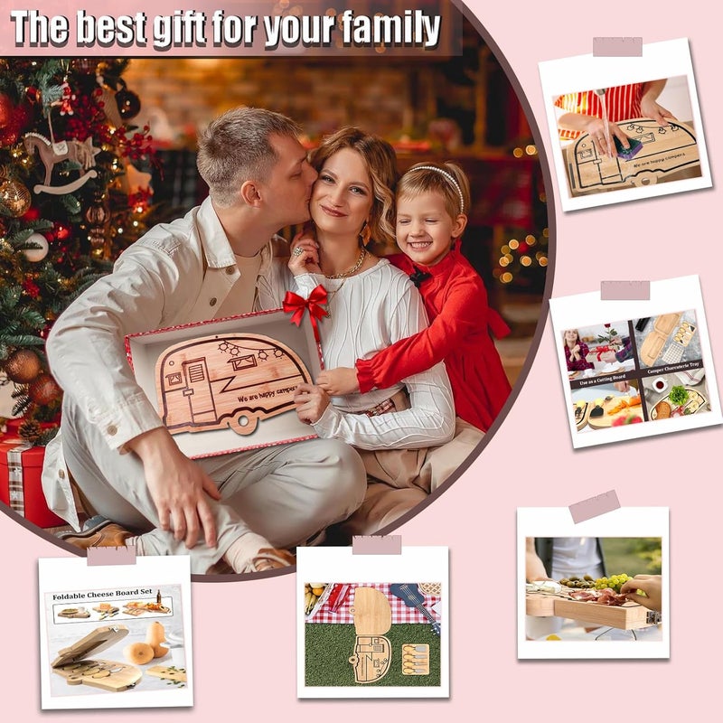 Haigoo Foldable Bamboo Charcuterie Board Set - Unique Cheese Cutting Board Gift Set for Mom, Dad, Couple or House Warming - Image 2