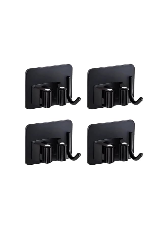 Green Tiger 4 Mop Broom Holder Self Adhesive Stainless Steel No Drill,Tools Holder Organizer Wall Mounted Super Anti-Slip Hanger for Home,Kitchen,Garden,Garage,Laundry,Toilet Wall Hooks Storage(4 Slots 4 Hooks) - Image 5
