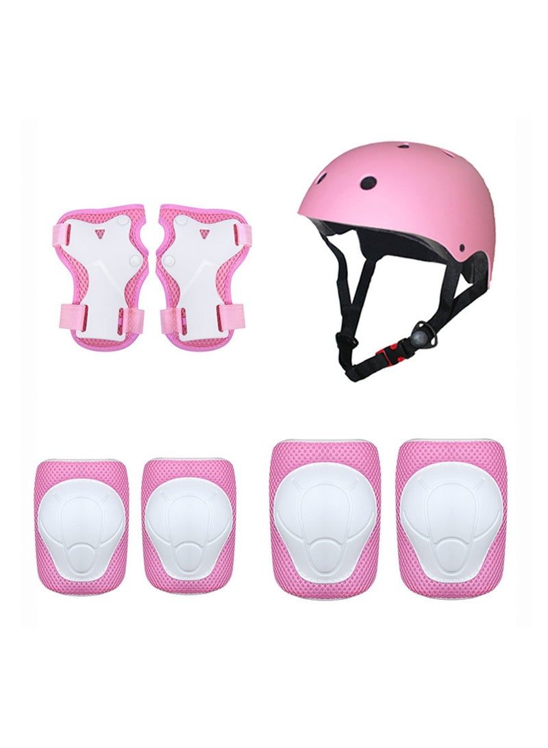 Toddler Helmet 2-4 Years Old Children's Bicycle Helmet Suitable for 2-8 Years Old Girls and Boys Multifunctional Protective Gear Set Children's Roller Skating Protective Gear 7-piece Set (Pink) - Image 1