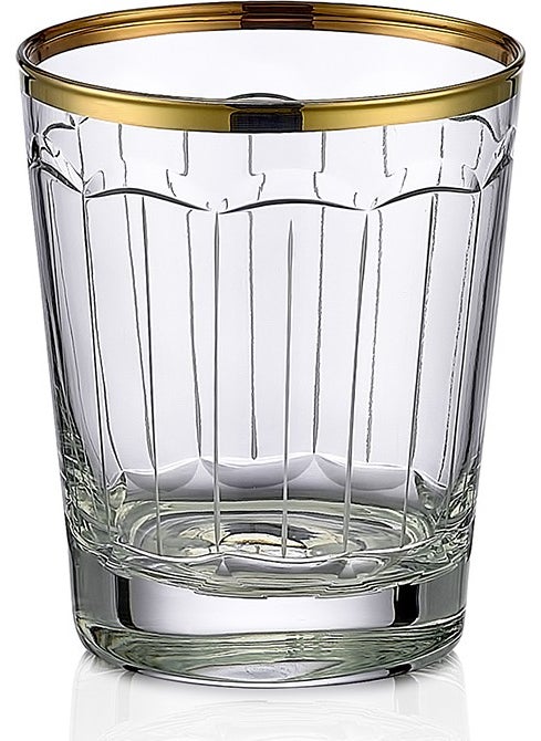 Royal Home - Roya Home Elegance Gold Cut Hand Decoration Gilded 6 Piece Patterned Water Glass Set - Image 1