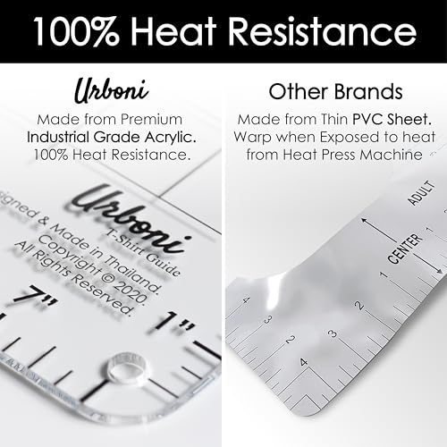 Urboni (2025 Upgrade - XL Size) Tshirt Ruler Guide Vinyl Alignment - Shirt Measurement Tool Placement Center Design, DTF Template, Left Chest Logo, Accessories for Cricut, Heat Press Sublimation Iron on HTV - Image 5
