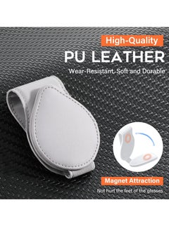 KASTWAVE Glasses Clip for Car, 2 Pack Sun Visor Sunglasses Holder Clip Organizer Eyeglasses Mount with Card Clip for Car Sun Visor Magnetic Adsorption Leather Glasses Hanger, Black & Gray  - Image 4