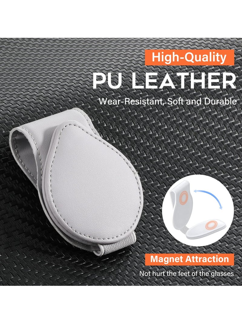 KASTWAVE Glasses Clip for Car, 2 Pack Sun Visor Sunglasses Holder Clip Organizer Eyeglasses Mount with Card Clip for Car Sun Visor Magnetic Adsorption Leather Glasses Hanger, Black & Gray - Image 4