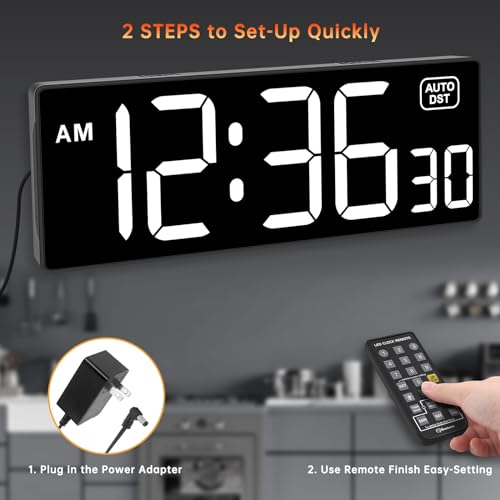Soobest Digital Wall Clock with Seconds for Gym, Remote Countdown Timer Large LED Display 5 Dimmer, (10.2" White) - Image 5