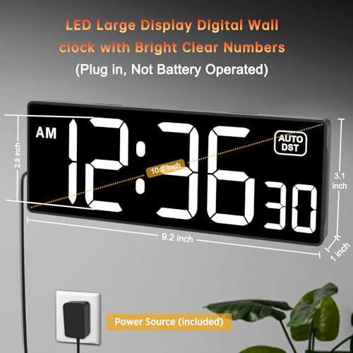 Soobest Digital Wall Clock with Seconds for Gym, Remote Countdown Timer Large LED Display 5 Dimmer, (10.2" White) - Image 2