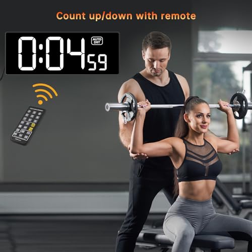 Soobest Digital Wall Clock with Seconds for Gym, Remote Countdown Timer Large LED Display 5 Dimmer, (10.2" White) - Image 4