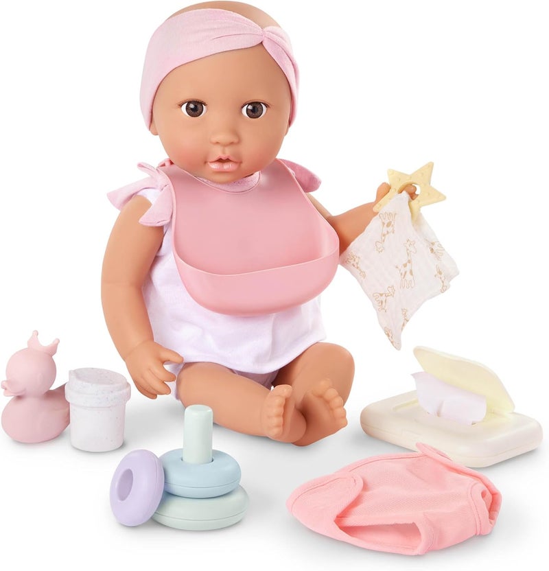لولا بيبي لالا بيبي – دمية أطفال واقعية بحجم 14 بوصة – مجموعة ملحقات الحفاضات والعناية – عيون بنية وجسم ناعم – ألعاب لعب تمثيلي – للأطفال من عمر سنتين فما فوق – مجموعة دمية أطفال وعربة جري - Image 4