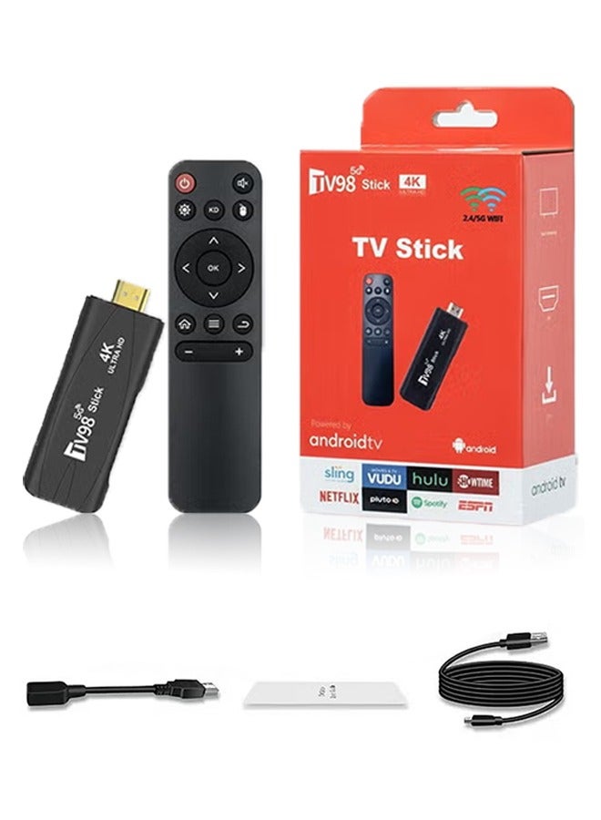 تلفزيون عصا تلفزيون أندرويد 12 مع جهاز تحكم عن بُعد، صندوق تلفزيون (8 جيجابايت + 128 جيجابايت)، جهاز بث بدقة 4K UHD، مشغل وسائط Bluetooth، مشغل وسائط للمنزل - Image 1