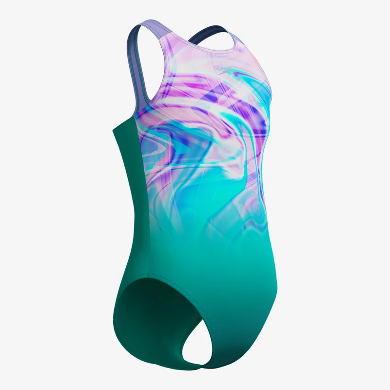 speedo Green Kids' Printed Pulseback Swimsuit  | Best Price UAE