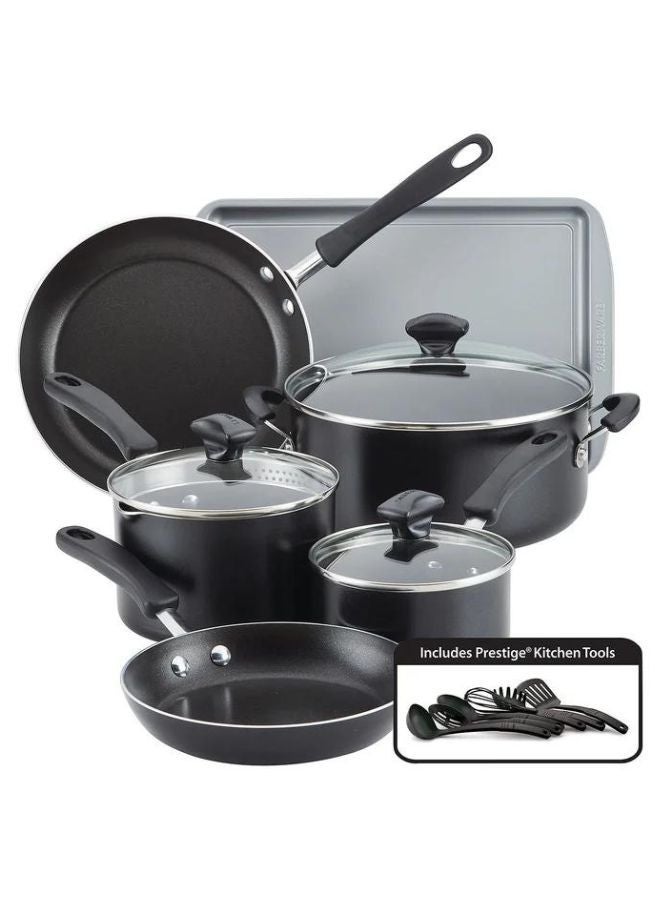 Prestige Farberware Non-Stick Cookware Set 15 Piece | Cookstart Diamond Max Nonstick Cookware | Pots and Pans Set with Glass Lids - Image 1