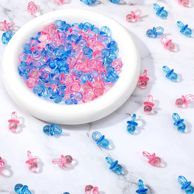 Amabro 100Pcs Mini Acrylic Pacifiers Small Pacifiers Confetti Table Scatter Decoration Baby Party Boy Girl Gender Reveal Birthday Favors Table Decor Baby Shower Game Supplies - Image 1