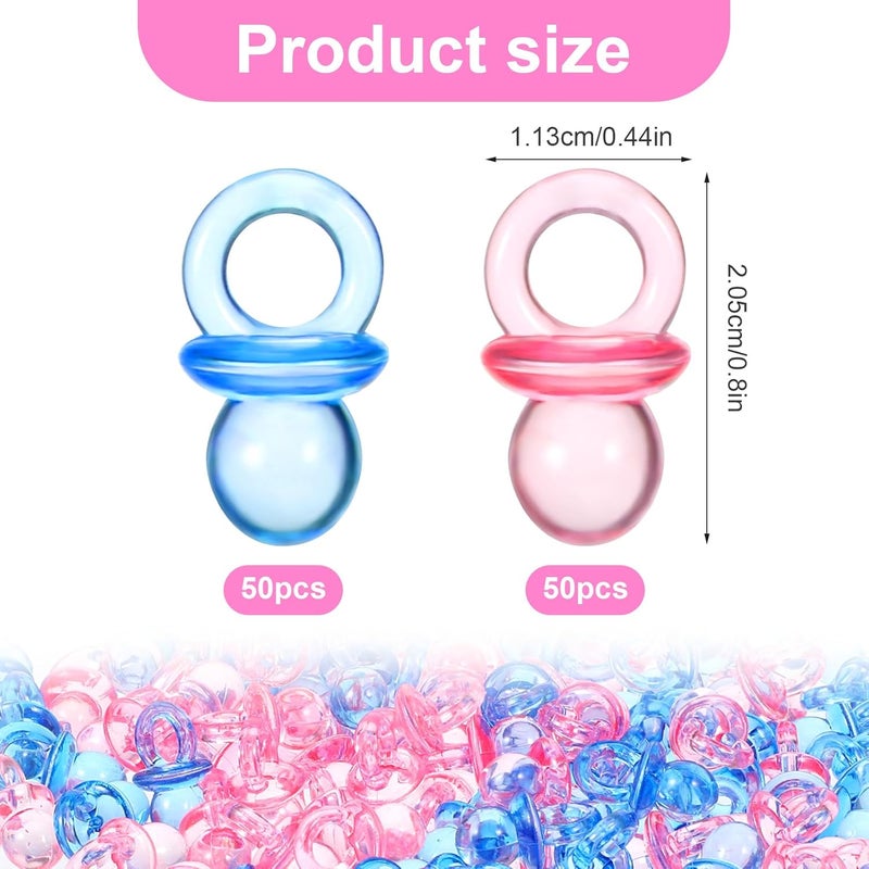 Amabro 100Pcs Mini Acrylic Pacifiers Small Pacifiers Confetti Table Scatter Decoration Baby Party Boy Girl Gender Reveal Birthday Favors Table Decor Baby Shower Game Supplies - Image 3