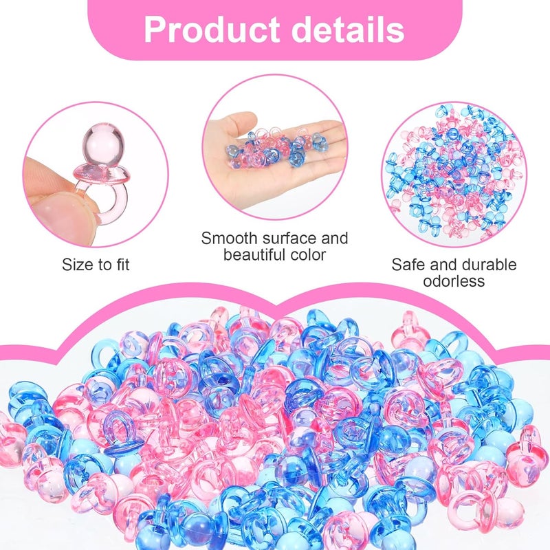 Amabro 100Pcs Mini Acrylic Pacifiers Small Pacifiers Confetti Table Scatter Decoration Baby Party Boy Girl Gender Reveal Birthday Favors Table Decor Baby Shower Game Supplies - Image 5