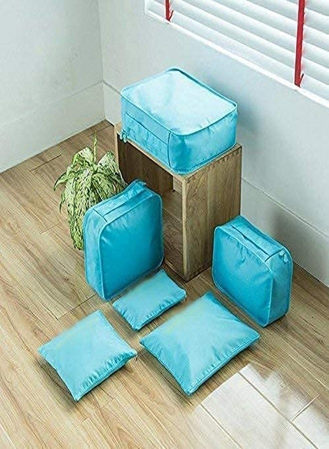 POXEFLIP Polyester Travel Bag with Packing Cubes Laundry Bag Packing Cube Luggage Bag 6 in 1 Multi-Functional Cosmetics Makeup Bags Organizer Laundry Bag - Image 5
