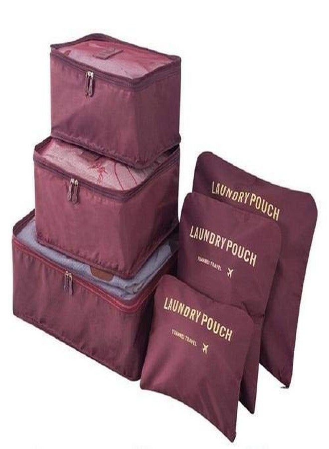 POXEFLIP Polyester Travel Bag with Packing Cubes Laundry Bag Packing Cube Luggage Bag 6 in 1 Multi-Functional Cosmetics Makeup Bags Organizer Laundry Bag - Image 1