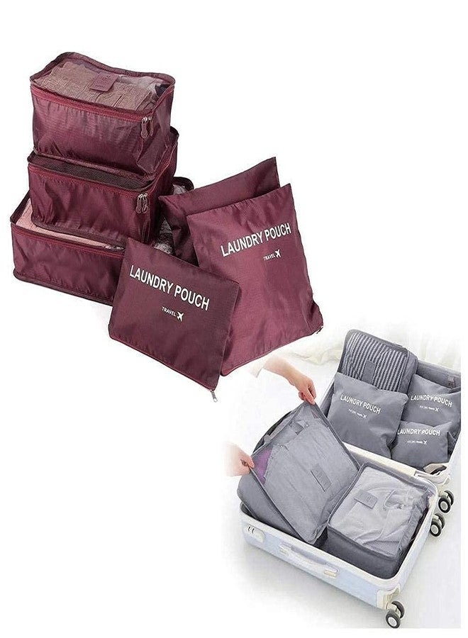 POXEFLIP Polyester Travel Bag with Packing Cubes Laundry Bag Packing Cube Luggage Bag 6 in 1 Multi-Functional Cosmetics Makeup Bags Organizer Laundry Bag - Image 4