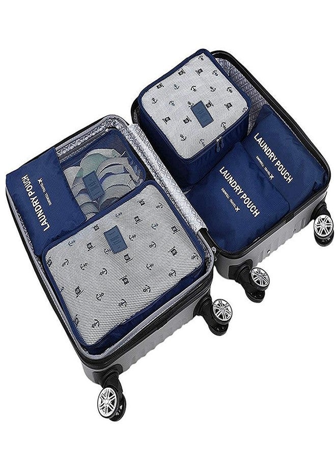 POXEFLIP Polyester Travel Bag with Packing Cubes Laundry Bag Packing Cube Luggage Bag 6 in 1 Multi-Functional Cosmetics Makeup Bags Organizer Laundry Bag - Image 2