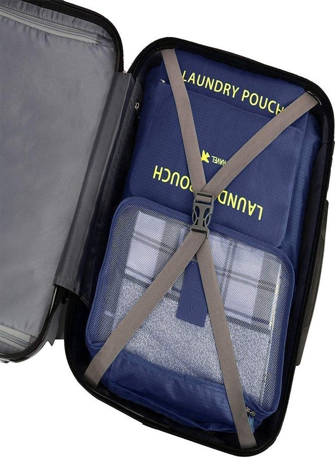 POXEFLIP Polyester Travel Bag with Packing Cubes Laundry Bag Packing Cube Luggage Bag 6 in 1 Multi-Functional Cosmetics Makeup Bags Organizer Laundry Bag - Image 3