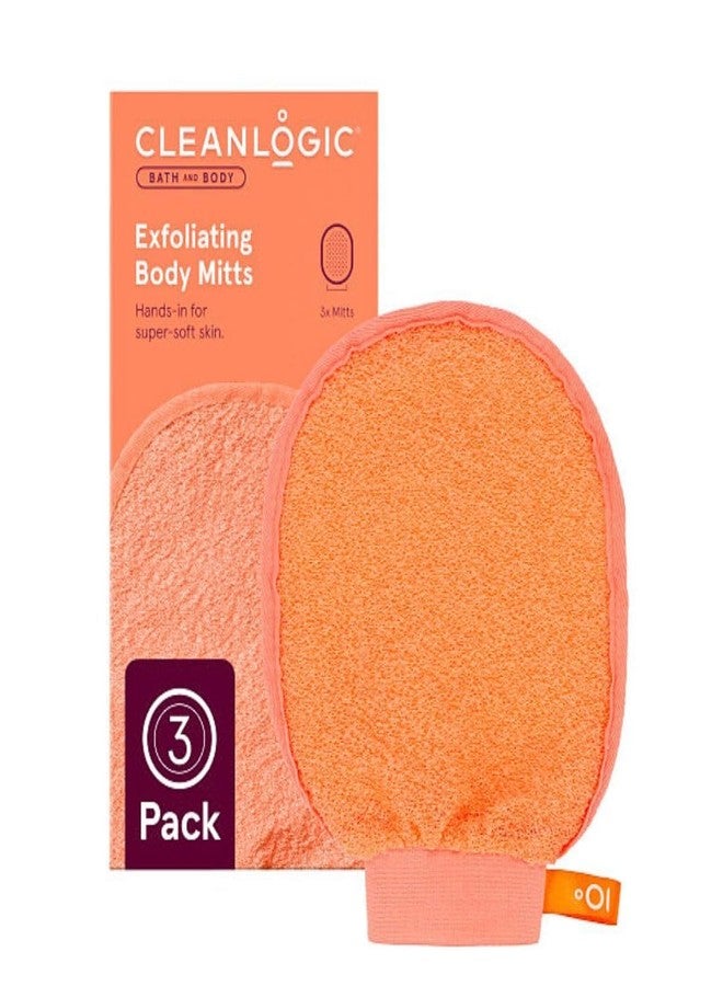 Cleanlogic Bath & Body Exfoliating Face & Body Grooming Mitt, Assorted Colors, 3 Count - Image 1