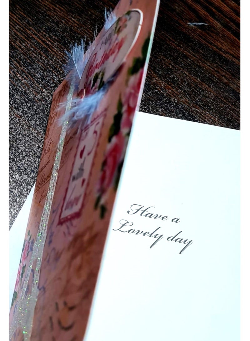 Generic A very special birthday greeting card with a special design of the Eiffel Tower with roses and glitter, have a lovley day with a specially designed envelope, 21*13 cm  - Image 3