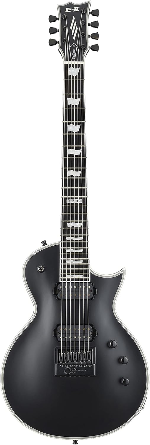 ESP 7 String EII Eclipse7 EverTune Electric Guitar with Case Black Satin Right EIIEC7ETBLKS - Image 2