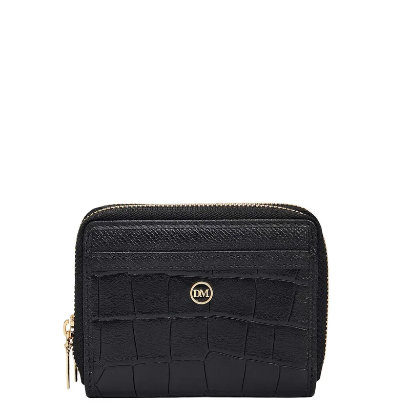 Da Milano Croco Franzy Leather Ladies Wallet - Black