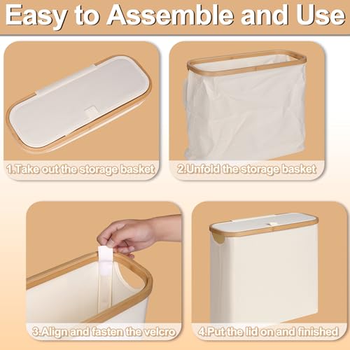 efluky Toilet Paper Basket 28L, Toilet Paper Holder with Lid for Bathroom, Free Standing Storage Organizer Holds Up to 9-12 Rolls (Beige, 1) - Image 5