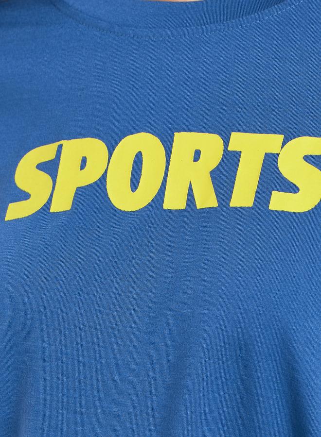 Styli Blue Contrast Slogan Print T-Shirt - Image 4