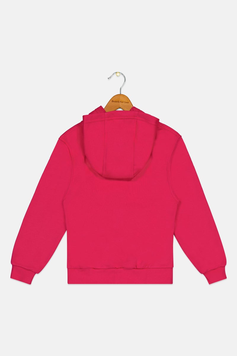 Nike Kids Girl Embroidered Logo Full Zip Outdoor Hoodie, Pink - Image 3