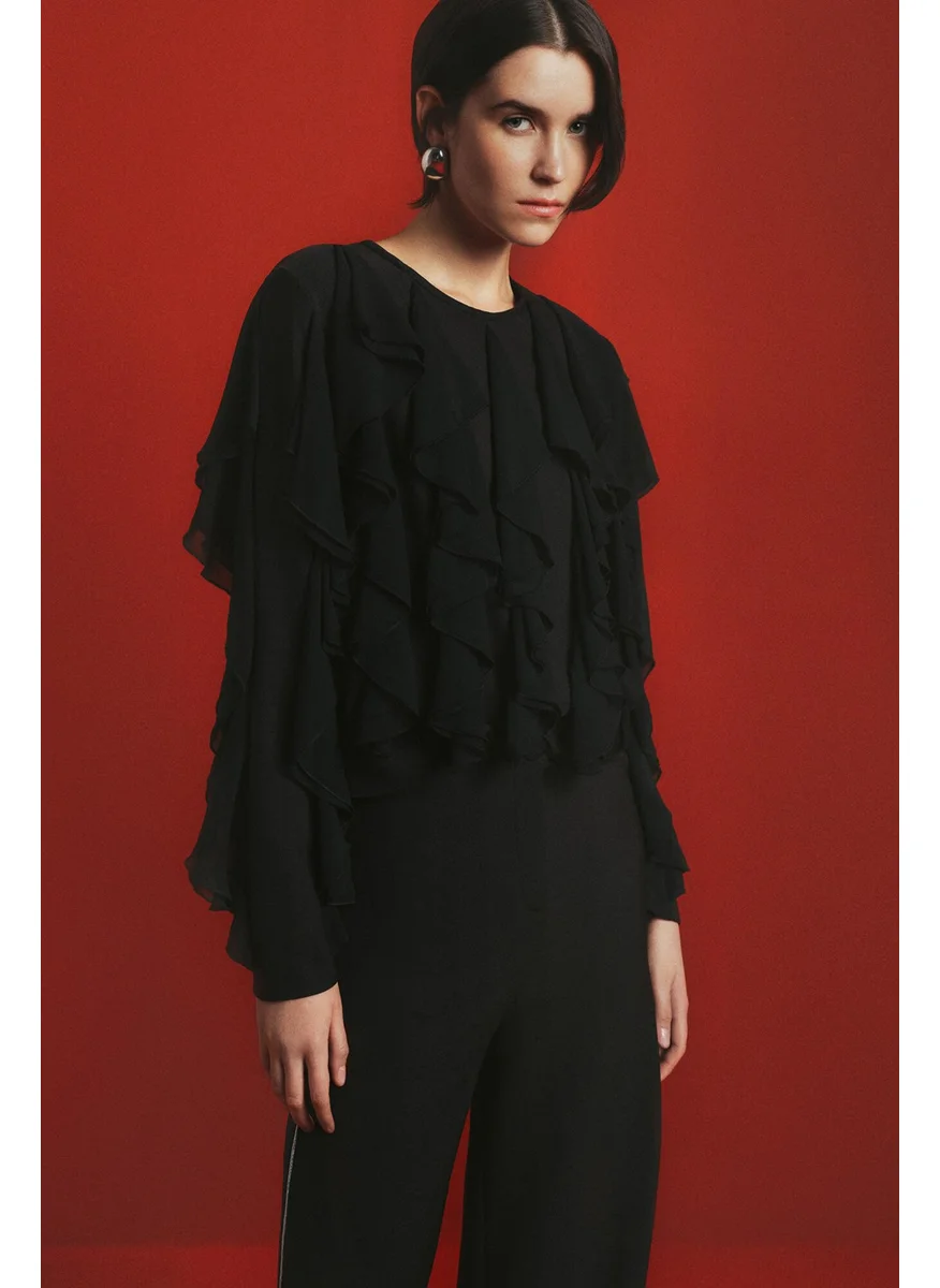 تاتشي Ruffled Chiffon Blouse