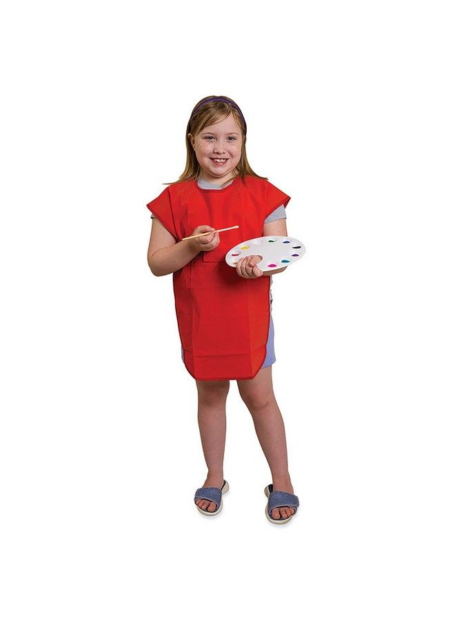School Smart 86520 Vinyl Art Smock Apron 22 X 16 Inches Red - Image 3