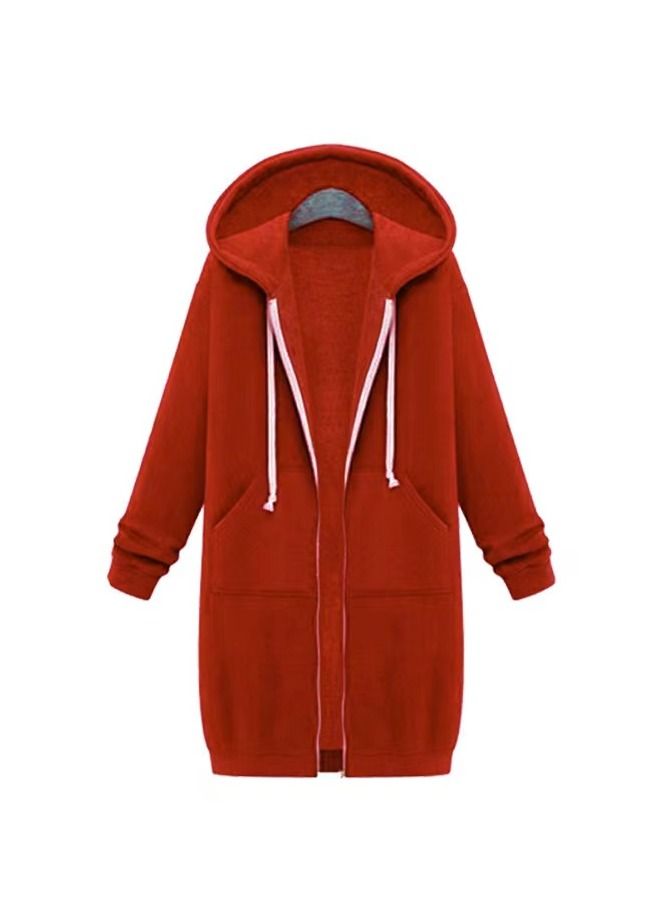 Loquat Women's Autumn/Winter Medium Long Velvet Hoodie