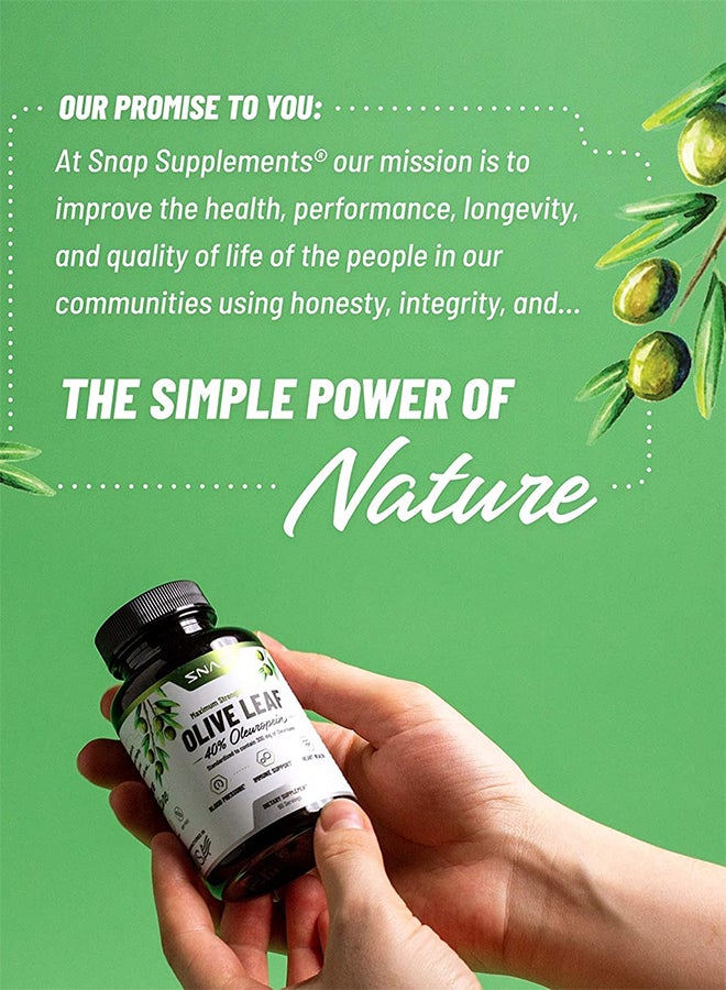SNAP SUPPLEMENTS Olive Leaf Extract - 40% Oleuropein - Standardised to contain 300mg of Oleuropein- Dietary Supplement - 90 Capsules  - Image 4