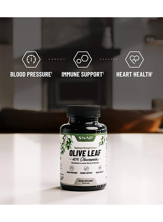 SNAP SUPPLEMENTS Olive Leaf Extract - 40% Oleuropein - Standardised to contain 300mg of Oleuropein- Dietary Supplement - 90 Capsules  - Image 2