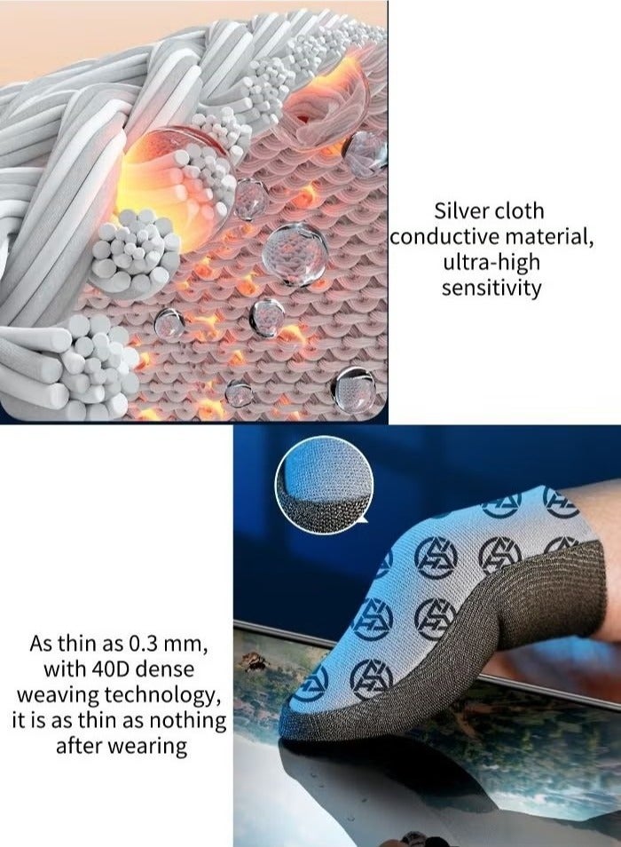 2-Pack of Silver Cloth Mobile Game Finger Cots Extremely Thinmaterial Zero Contact Breathable Extremely Sensitive With Storage Box  - Image 3
