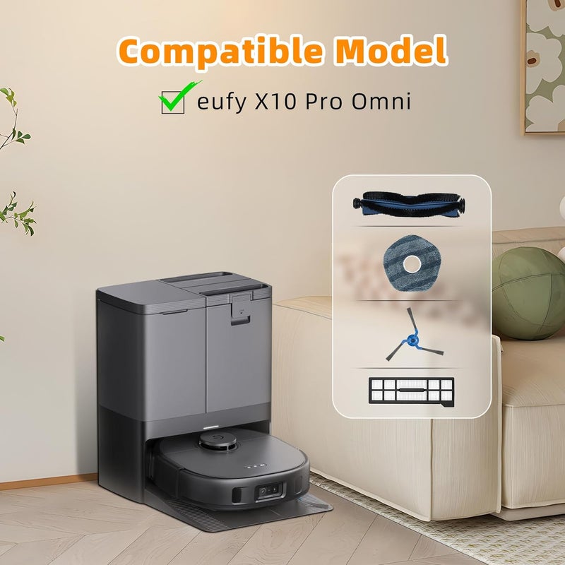 AnDongo 22 Pack Replacement Accessories for eufy X10 Pro Omni Robot Vacuum Cleaner, 2 Main Brush 4 Filter 6 Dust Bag 4 Mop Pads 4 Side Brush 1 Cleaning Brush 1 Screwdriver | 2 Mainbrush 4 Filter 6 Dust Bag 4 Mop Pads 4 Sidebrush 1 Cleaning Brush 1 Screwdriver Season change compatible build - Image 2