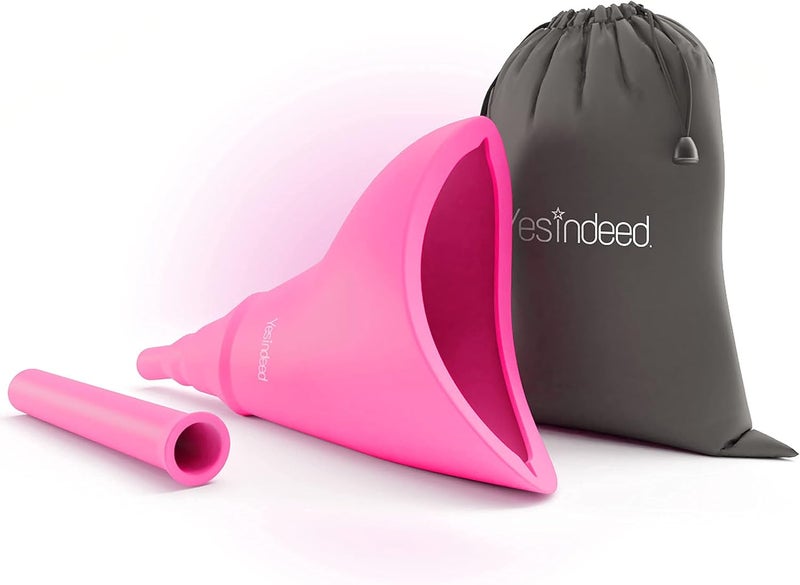 YESINDEED The Original Female Urination Device Silicone Funnel Urine Portable Urinal for Women Standing Up to Pee Reusable Easy to Clean, for After Surgery, Outdoor Activities +Extension Tube (Pink) - Image 3