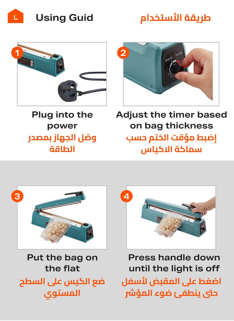 ماكينة لحام أكياس - 400 ملم - 470 واط - آلة لحام الأكياس الكهربائية بمقبس ثلاثي، تصميم معدني قوي، لحام قابل للتعديل لأنواع الأكياس البلاستيكية والقصدير والورقية - متينة وموفرة للطاقة للاستخدام في المنزل والمطبخ والمتاجر والمشاريع الصغيرة - pzsku/Z248871EFA1A0315505B8Z/45/_/1735557463/be679742-d065-4897-b6c1-466beea3a8c0