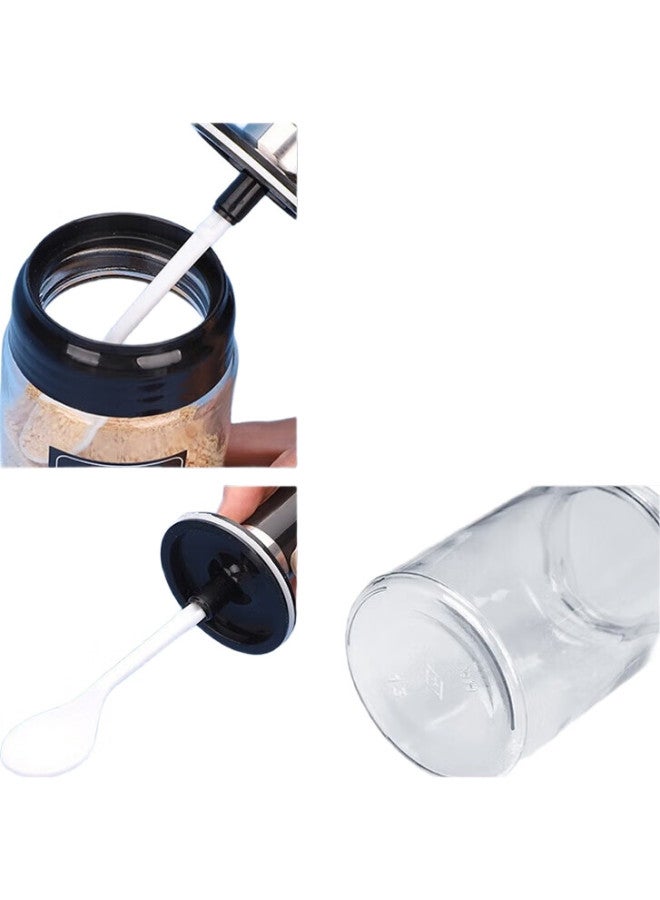 Star Square Xingfang Glass Salt Shaker, Barbecue Seasoning Bottle, Spoon And Lid Integrated, Household Sealed Storage Container, Salt Bottle, Sugar Container, Set Of 4 - Image 3
