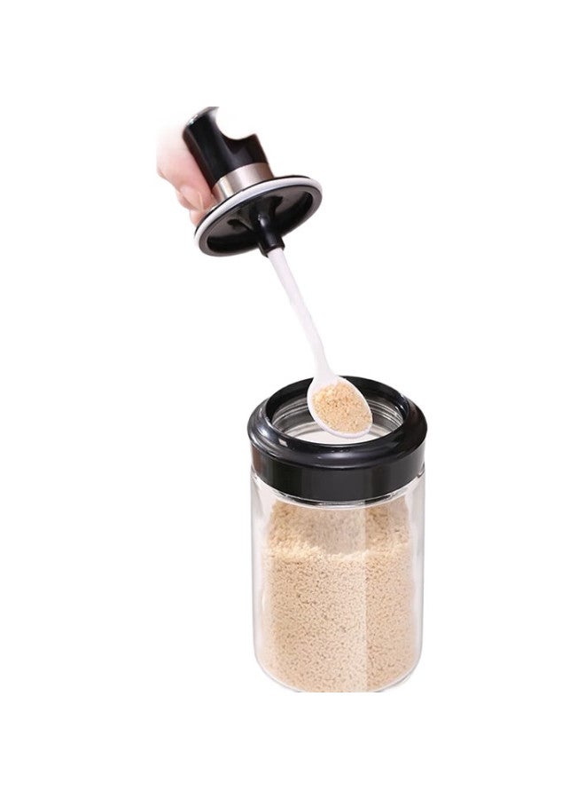 Star Square Xingfang Glass Salt Shaker, Barbecue Seasoning Bottle, Spoon And Lid Integrated, Household Sealed Storage Container, Salt Bottle, Sugar Container, Set Of 4 - Image 1