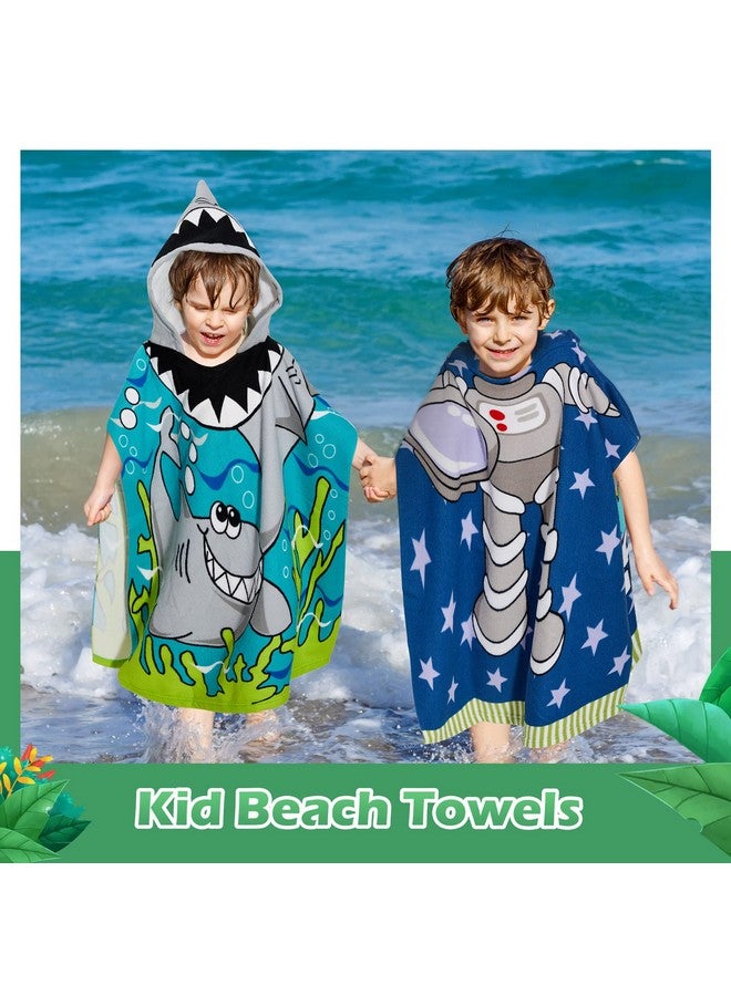 Chumia 3 Pack Kids Hooded Beach Poncho Towels Toddler Swim Pool Bath Towels with Hood Thicker Cotton Absorbent Cover up for Boys Girls Baby(47 x 24 Inch,Shark, Astronaut) - Image 4