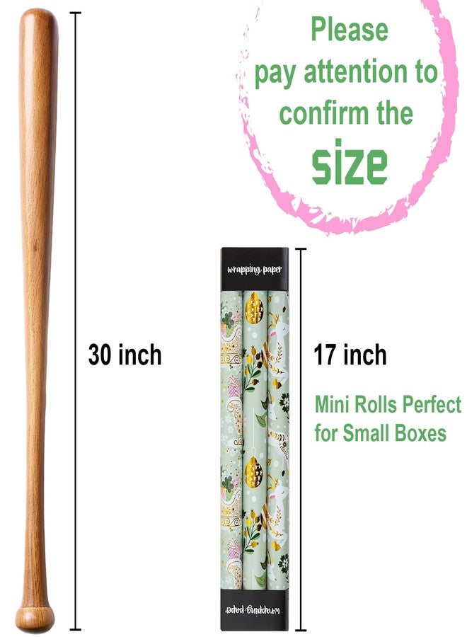 Retrify Christmas Wrapping Paper Roll - 3 Mini Rolls - 17 Inch x 120 Inch Per Roll - Cute Reindeer/Gold Christmas Balls/White Snowflake/Sleigh Design Gift Wrap - Image 3