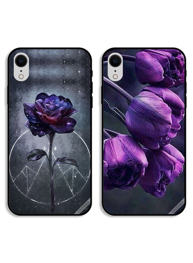 Covernex Two Cases For Apple iPhone XR Protective Covers Dark Flowers - Image 1