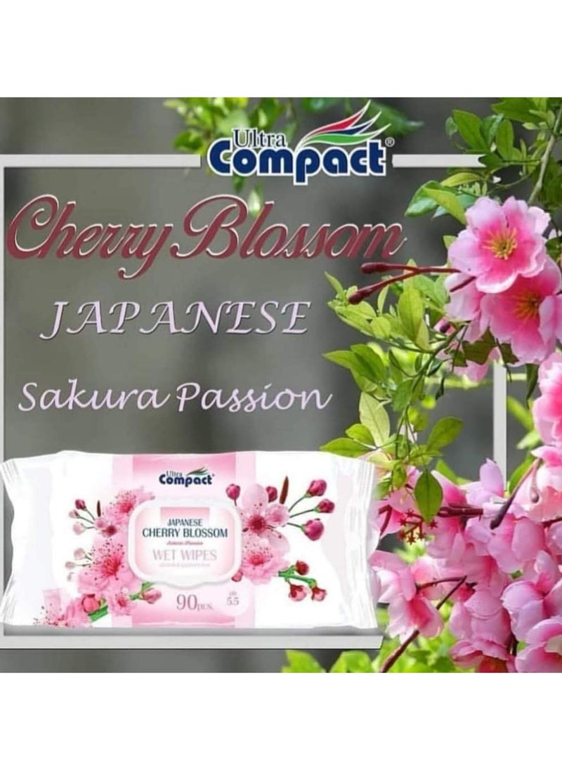 Ultra Compact Cherry Blossom Scented Wet Wipes, 90 Wipes  - Image 3