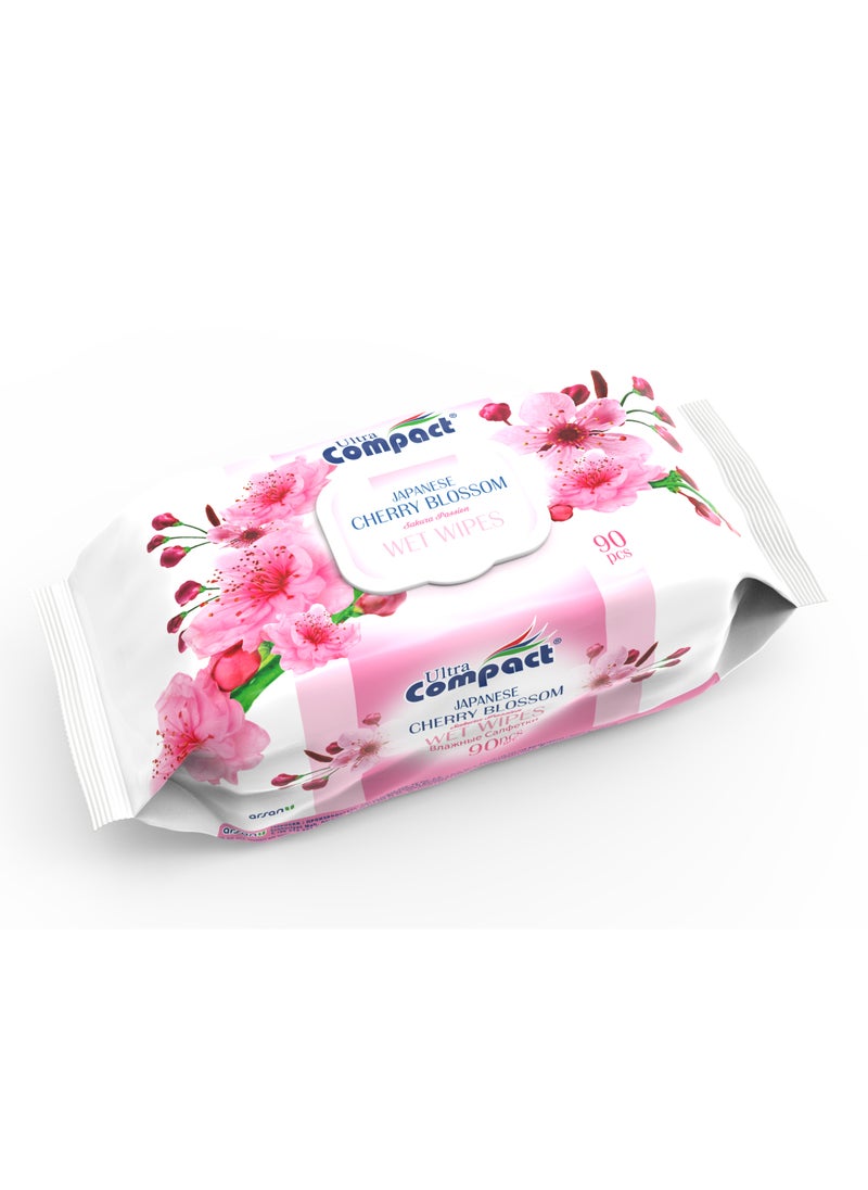 Ultra Compact Cherry Blossom Scented Wet Wipes, 90 Wipes  - Image 1