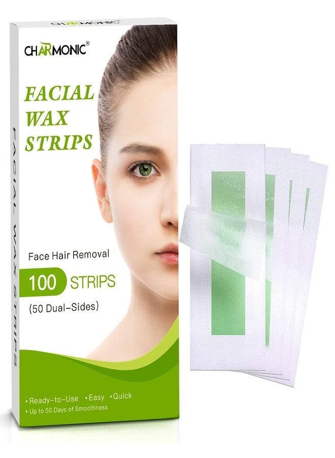 Charmonic Facial Wax Strips - 100 Count, Facial Hair Removal for Women, Waxing Strips for Face Eyebrow Upper Lip Cheek Hair Remover, Quick & Painless At Home Waxing Kit for All Skin Types - Image 1