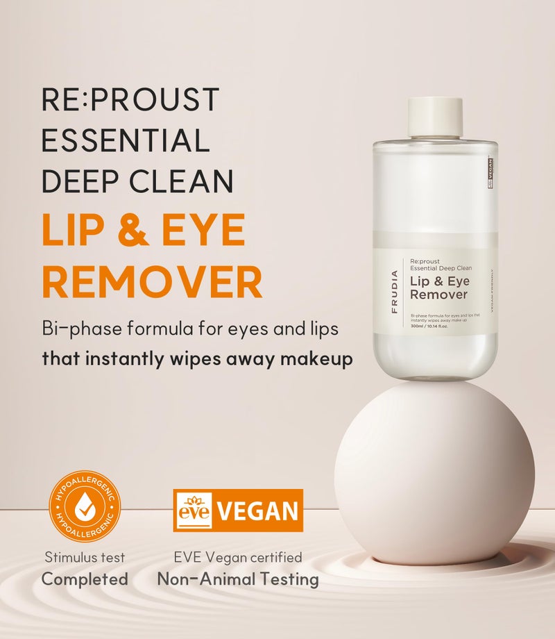FRUDIA WELCOS Re:proust Essential Deep Clean Lip & Eye Remover | Bi Phase Vegan Lip & Eye Makeup Remover | Mascara Lipstick Remover | Korean Makeup Remover | Organic Gentle Makeup Remover 10.14 fl oz - Image 2