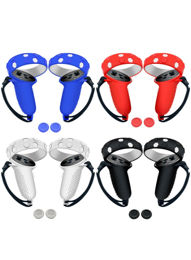 Anti-slip Silicone Cover For Oculus Quest2 Vr Handle Second Generation Vr Controller Protective Shell Gamepad Grip Cover-Model:Quest2 Handle Cover All-inclusive High-quality Black + Rocker Cap - Image 2