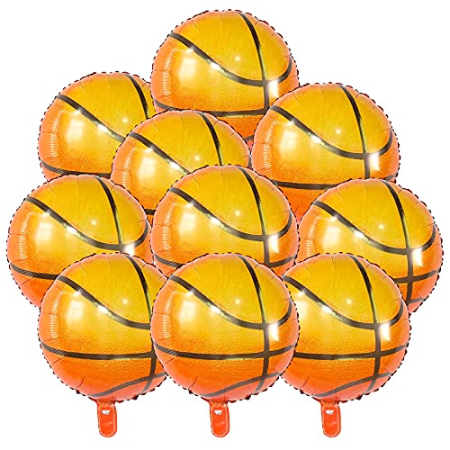 BIEUFBJI 18 Inch Basketball Balloons Aluminum Foil Balloon Sport Party Basketball Theme Birthday Party Supplies Decor 10 PCS - Image 1